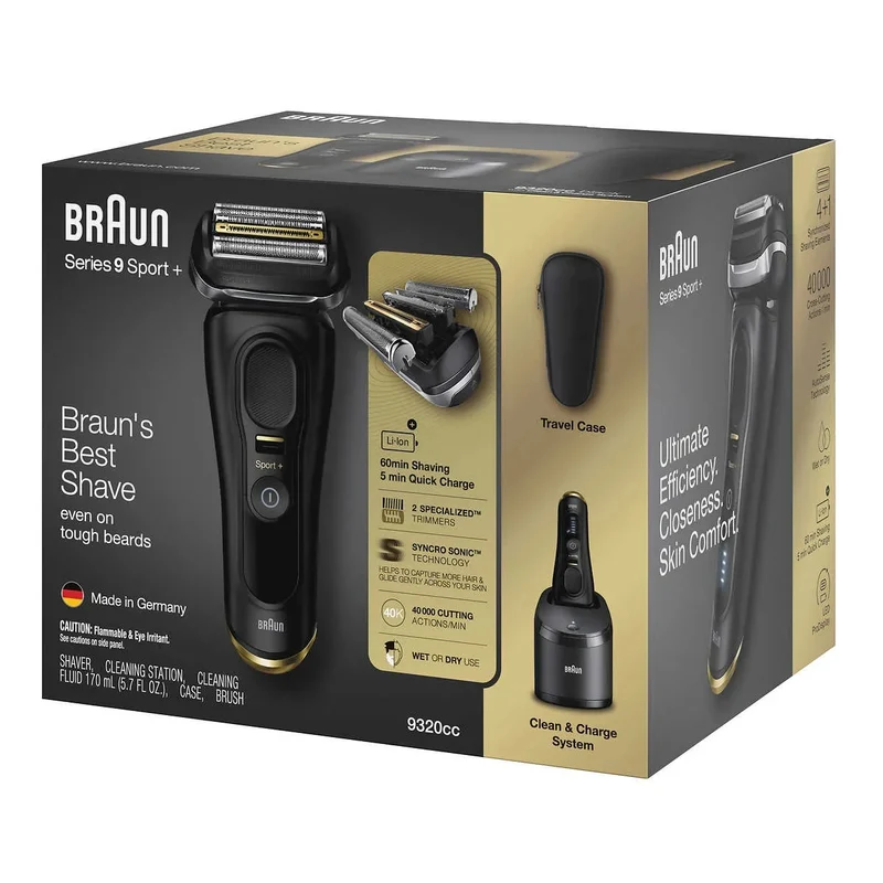 Rasoir rechargeable pour homme, sec et humide, Braun Series 9 Sport+ 9320CC