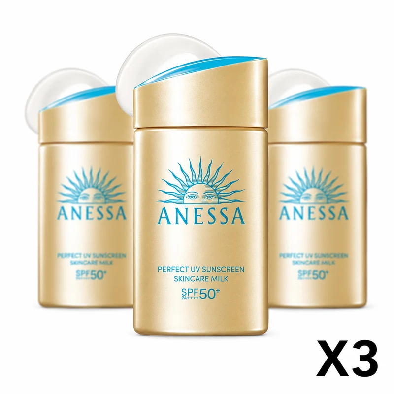 Anessa Perfect Skin UV Milk SPF50+ PA++++ Face & Body 60ml 3-Pack