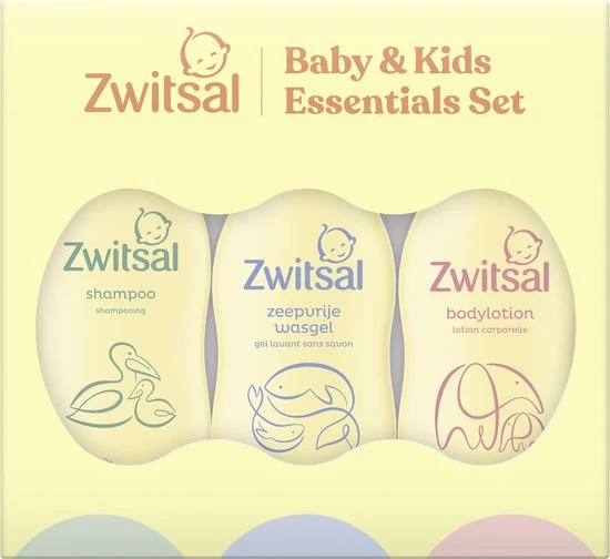 Zwitsal Essentials Geschenkset - Baby & Kids - met huideigen ingrediënten en huidvriendelijke pH - 3 x 200 ml