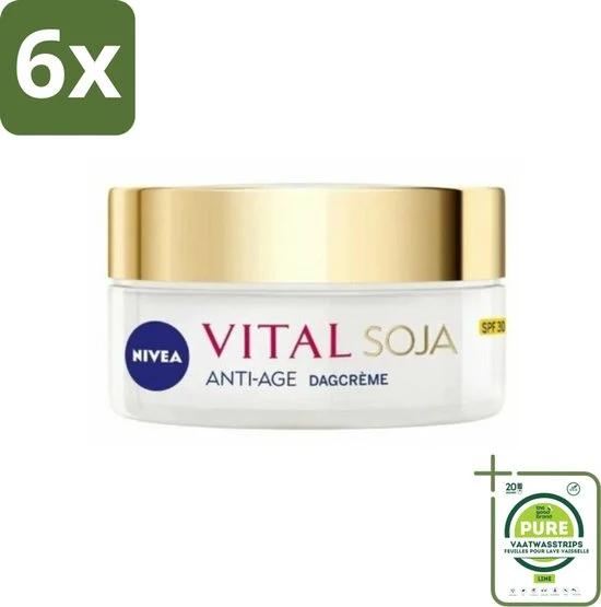 6 X NIVEA VITAL Soja Anti-Age Beschermende Dagcrème - Rijpe huid - SPF 30 - 50 ml