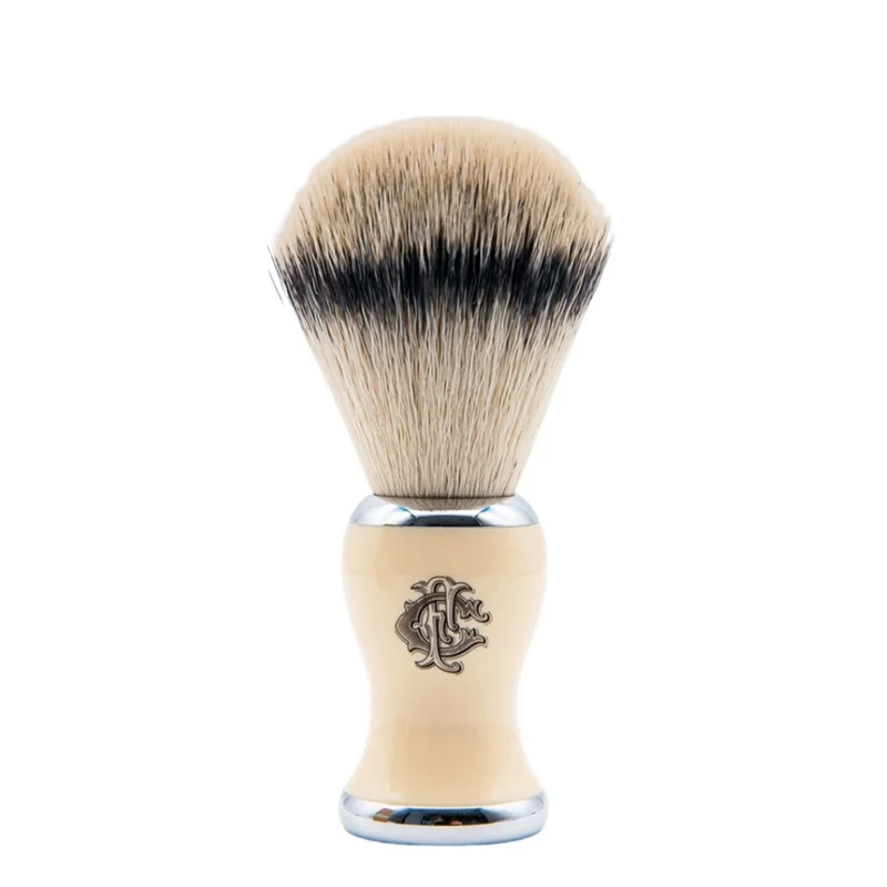 Blaireau de rasage "Faux Badger" en fibres synthétiques avec manche en faux ivoire - Medium (24mm/0.94")