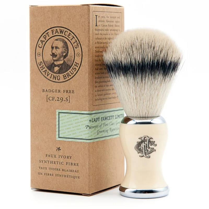 Blaireau de rasage "Faux Badger" en fibres synthétiques avec manche en faux ivoire - Medium (24mm/0.94")