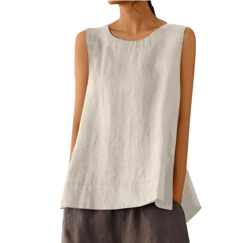 Haut Rétro Décontracté en Coton & Lin - Femme