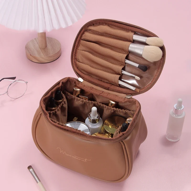 Trousse de Toilette en Cuir PU - Praticité & Grande Capacité