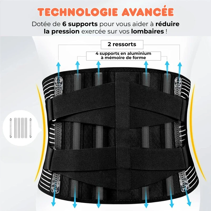 Attelle Lombaire à Compression Réglable et Baleines Métalliques