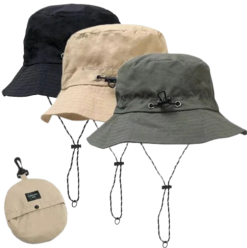 Chapeau de pêcheur à Cordon Pliable Anti-UV & Imperméable