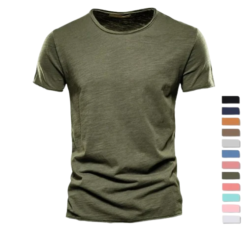 T-Shirt 100% Coton Décontracté à Col Rond et Manches Courtes