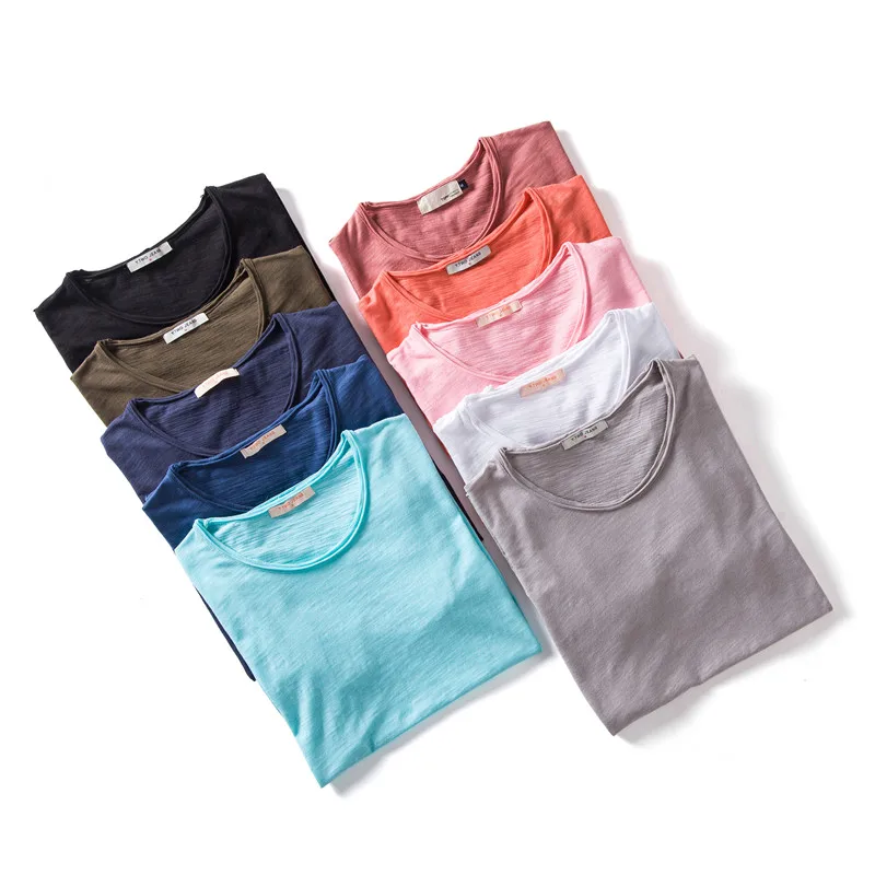 T-Shirt 100% Coton Décontracté à Col Rond et Manches Courtes