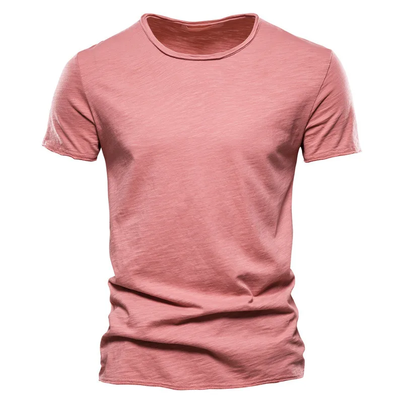 T-Shirt 100% Coton Décontracté à Col Rond et Manches Courtes