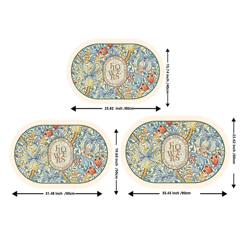 Tapis de Bain Antidérapant à Séchage Ultra-Rapide - Design Floral Élégant