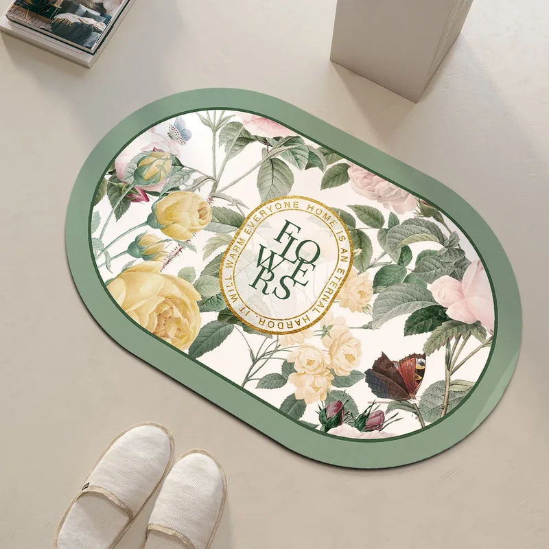 Tapis de Bain Antidérapant à Séchage Ultra-Rapide - Design Floral Élégant