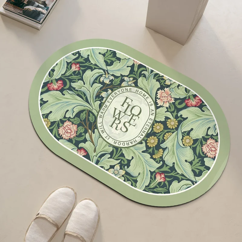 Tapis de Bain Antidérapant à Séchage Ultra-Rapide - Design Floral Élégant