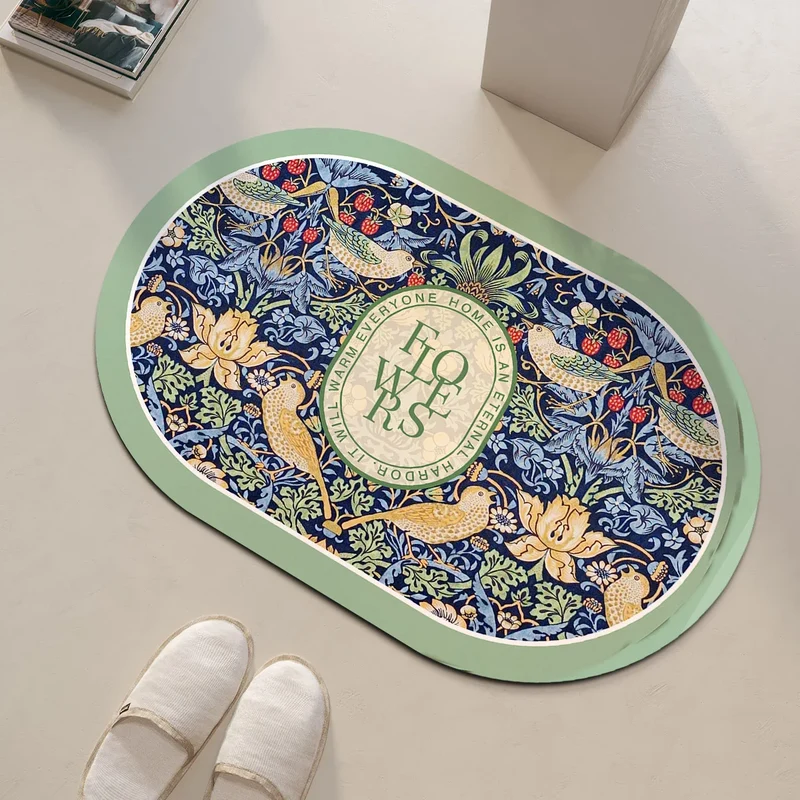 Tapis de Bain Antidérapant à Séchage Ultra-Rapide - Design Floral Élégant
