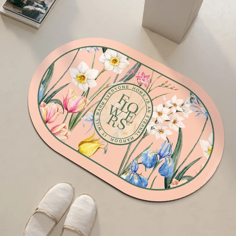 Tapis de Bain Antidérapant à Séchage Ultra-Rapide - Design Floral Élégant