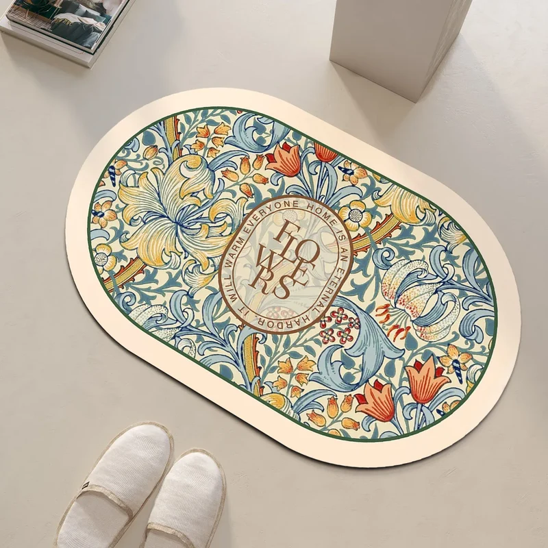 Tapis de Bain Antidérapant à Séchage Ultra-Rapide - Design Floral Élégant