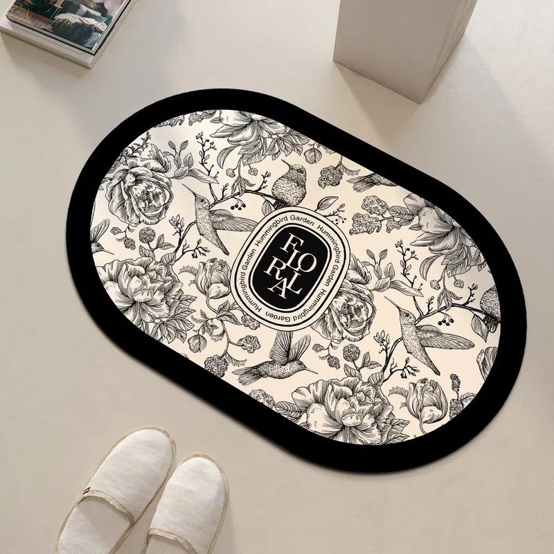 Tapis de Bain Antidérapant à Séchage Ultra-Rapide - Design Floral Élégant
