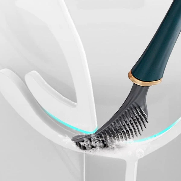 Spazzola WC in silicone con supporto a parete e raccogligocce – Clevora