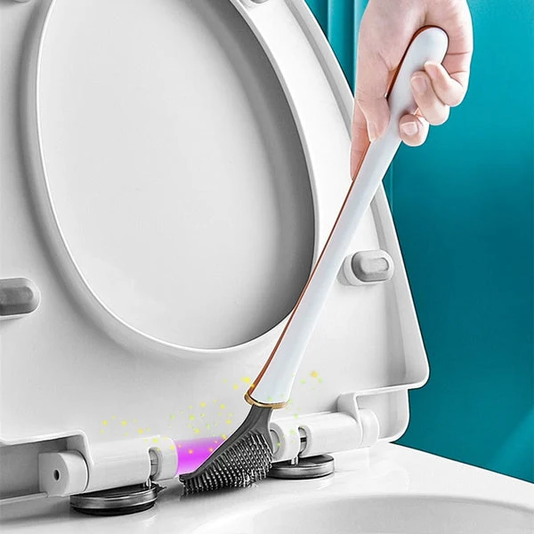 Spazzola WC in silicone con supporto a parete e raccogligocce – Clevora