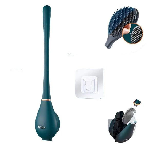Spazzola WC in silicone con supporto a parete e raccogligocce – Clevora