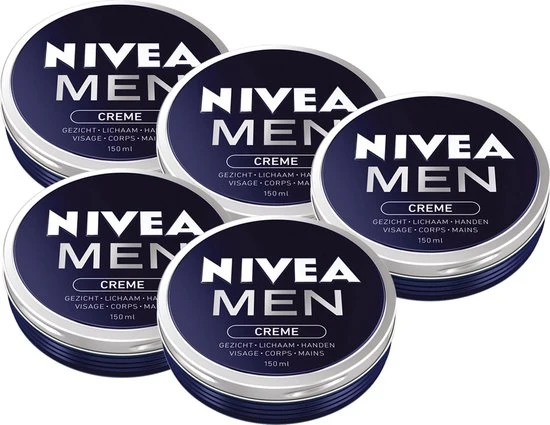 NIVEA MEN crème - Verrijkt met vitamine E - Hydrateert en verzorgt - 5 x 150 ml