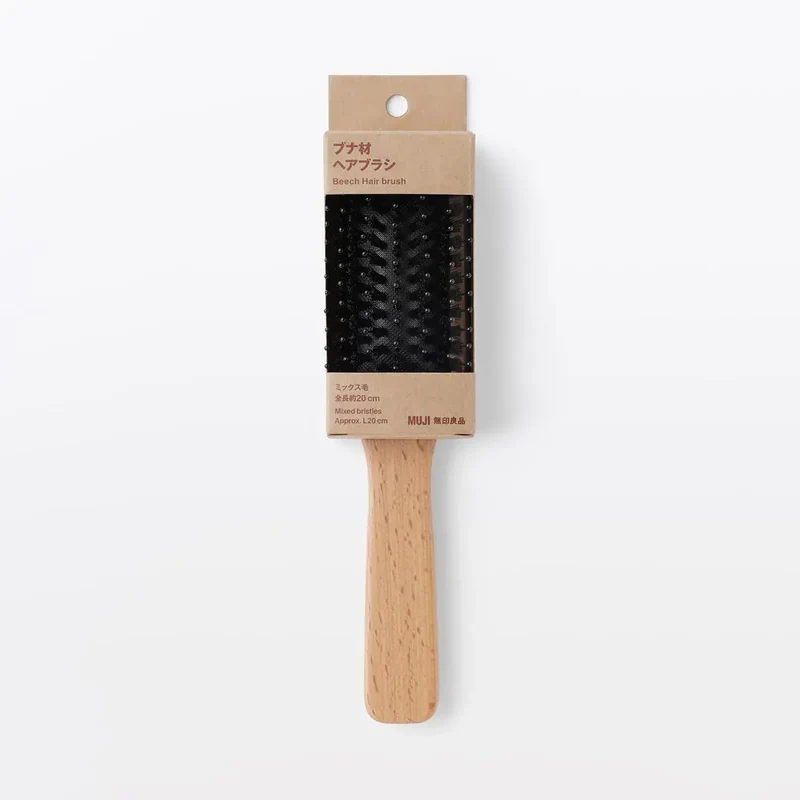 Muji Beech Wood Mixed Bristle Hair Brush 20cm for Styling