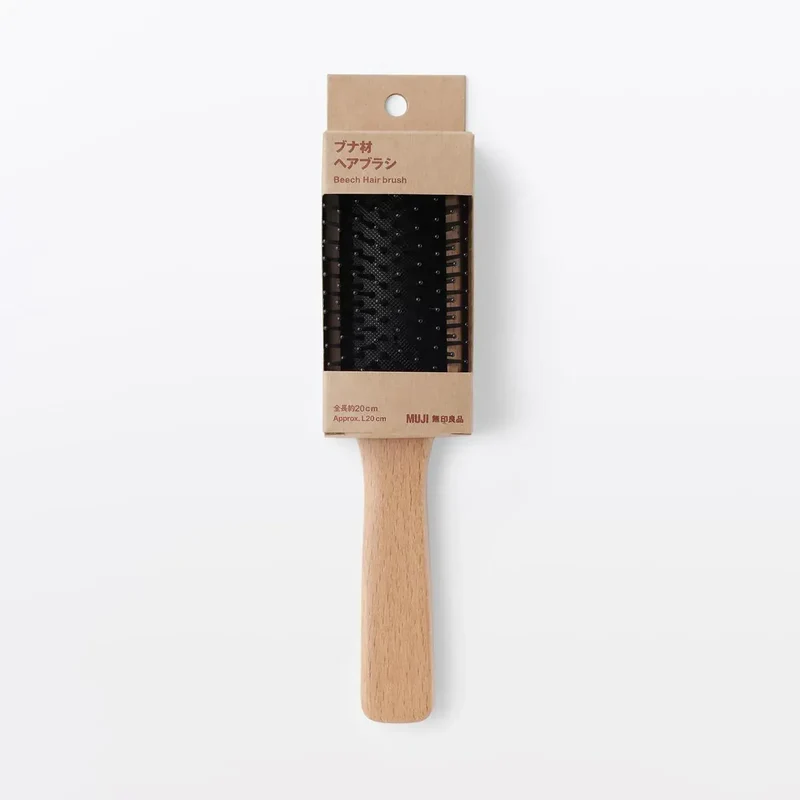 Muji Beech Wood Hair Brush 20cm for Smooth Styling & Care