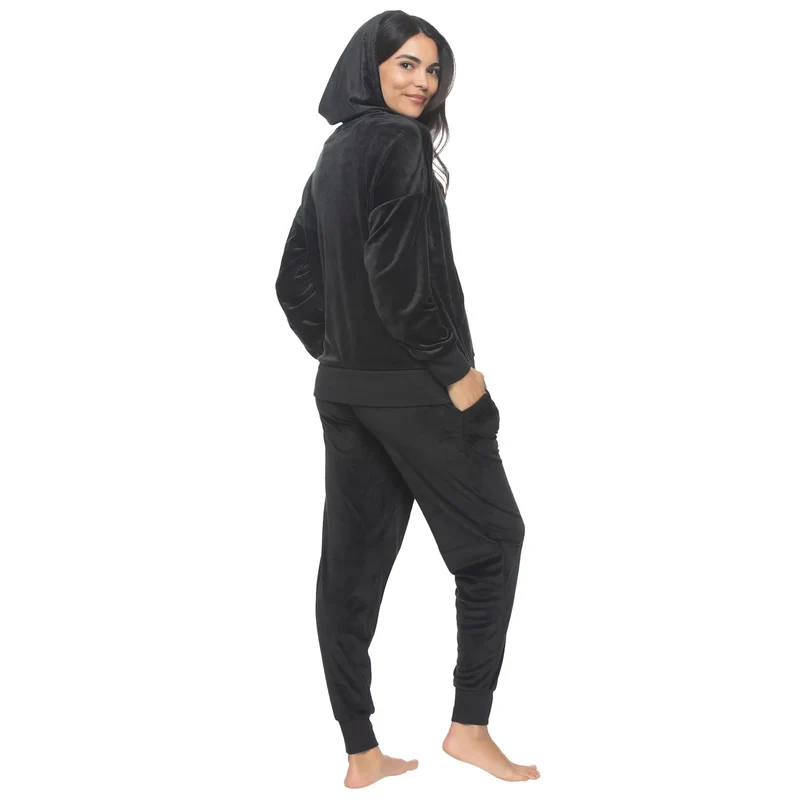 BLACK BOW - Ensemble de Détente en Velours pour Femme, 2 Pièces