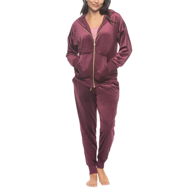 BLACK BOW - Ensemble de Détente en Velours pour Femme, 2 Pièces