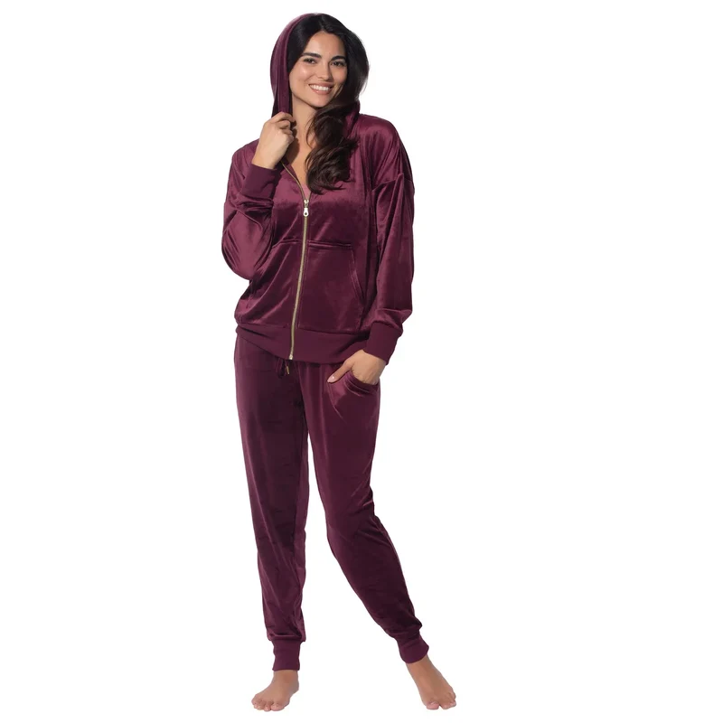 BLACK BOW - Ensemble de Détente en Velours pour Femme, 2 Pièces