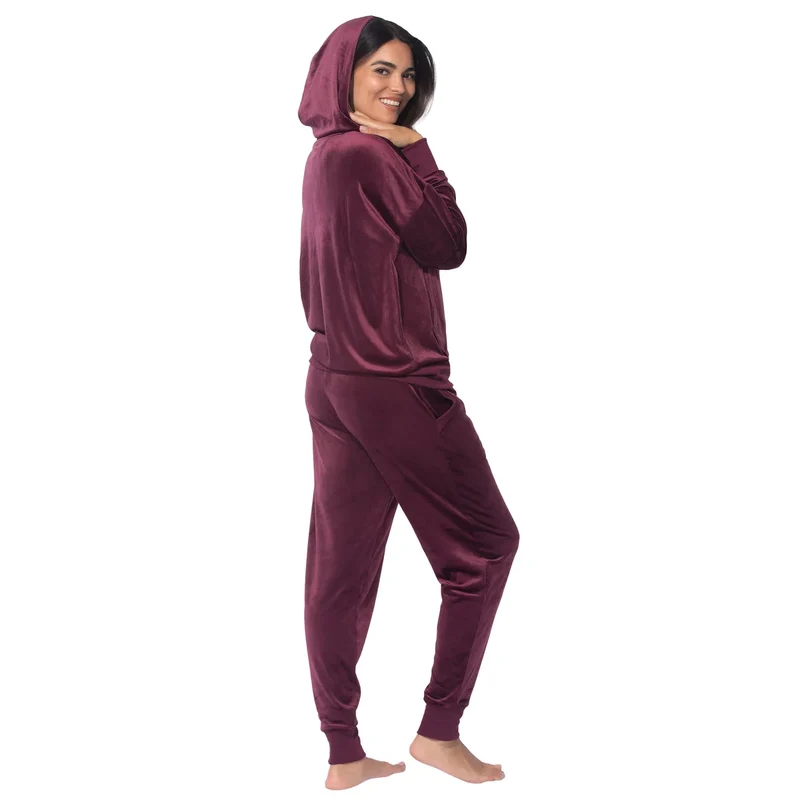BLACK BOW - Ensemble de Détente en Velours pour Femme, 2 Pièces