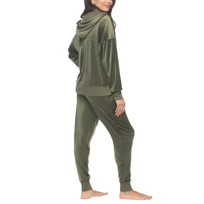 BLACK BOW - Ensemble de Détente en Velours pour Femme, 2 Pièces