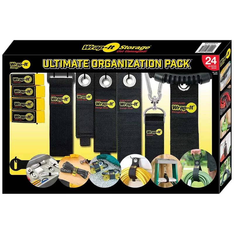 WRAP-IT STORAGE - Ensemble de 24 Sangles de Rangement