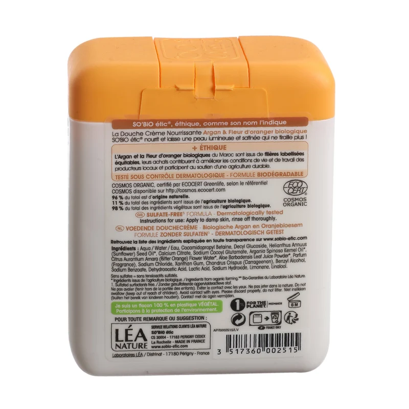 Crème de douche argan et fleur d'oranger