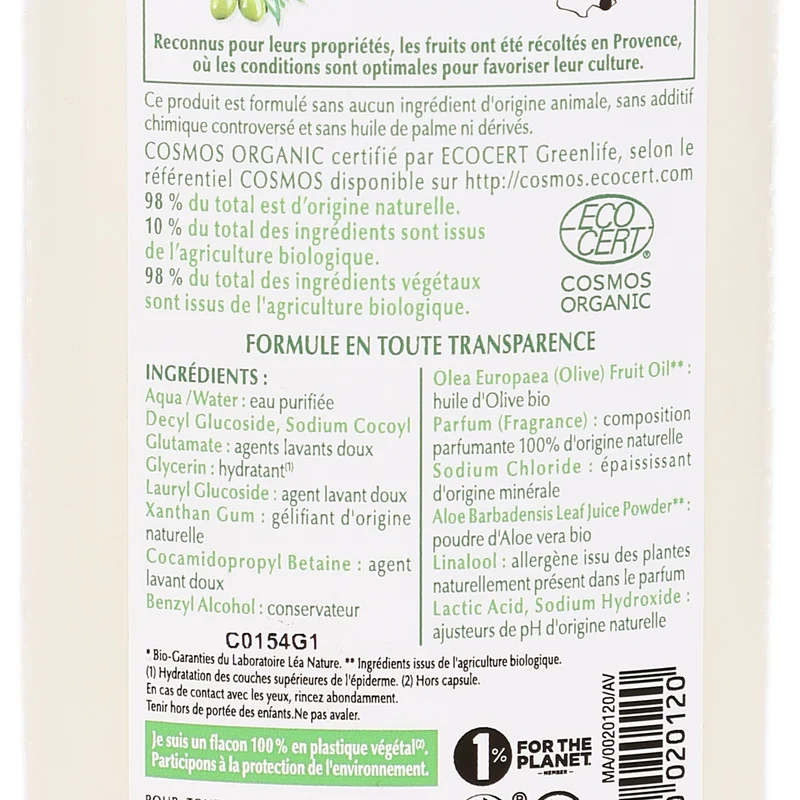Gel douche fruits d'olivier
