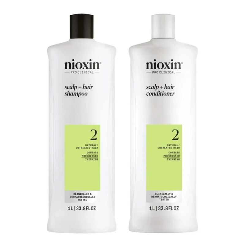 Duo shampoing et revitalisant cheveux + cuir chevelu Système 2 - Pour cheveux naturels avec chute avancée (2x 1000ml/33.8oz)