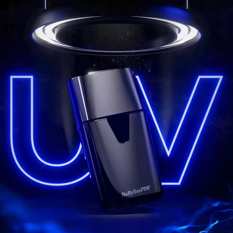 Rasoir métallique à lames unique "UVFoil" avec lumière UV désinfectante - Titane noir