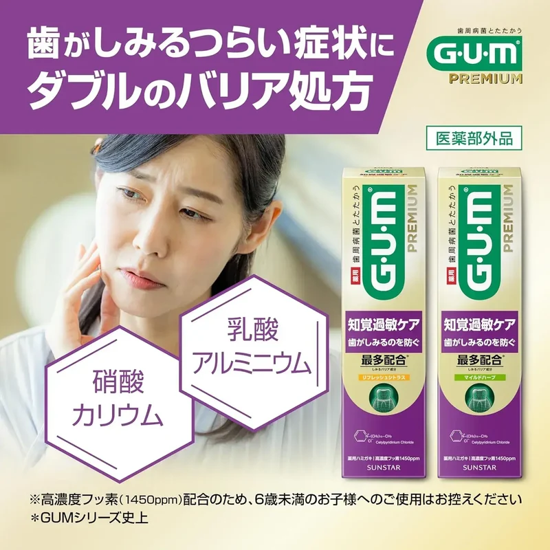 Gum Premium Medicated Sensitive Care Toothpaste High Fluoride 90g Fresh Citrus