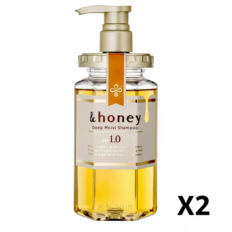Honey Deep Moist Shampoo Super Moist Organic Japan 440Ml - Set of 2