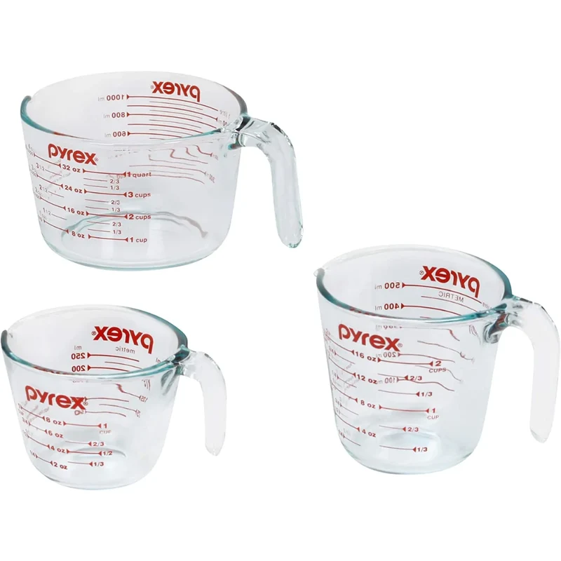 PYREX - Ensemble de 3 Tasses à Mesurer en Verre