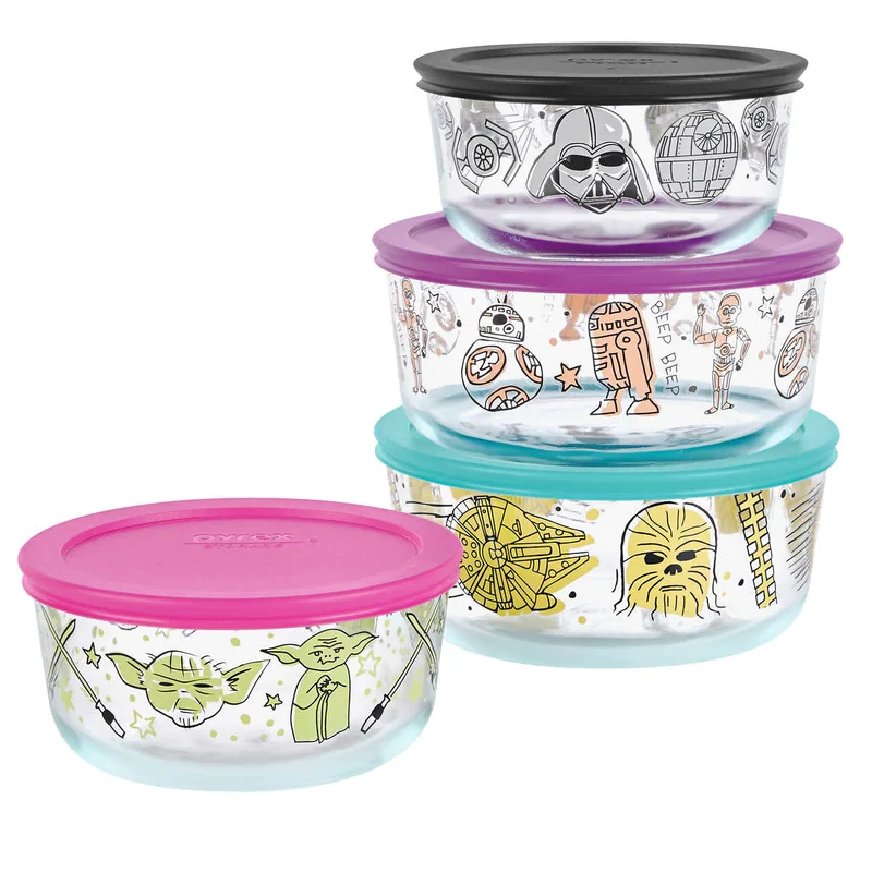 PYREX - Ensemble de 4 Contenants en Verre Décoré Star Wars