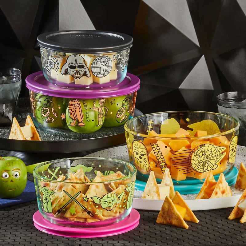 PYREX - Ensemble de 4 Contenants en Verre Décoré Star Wars
