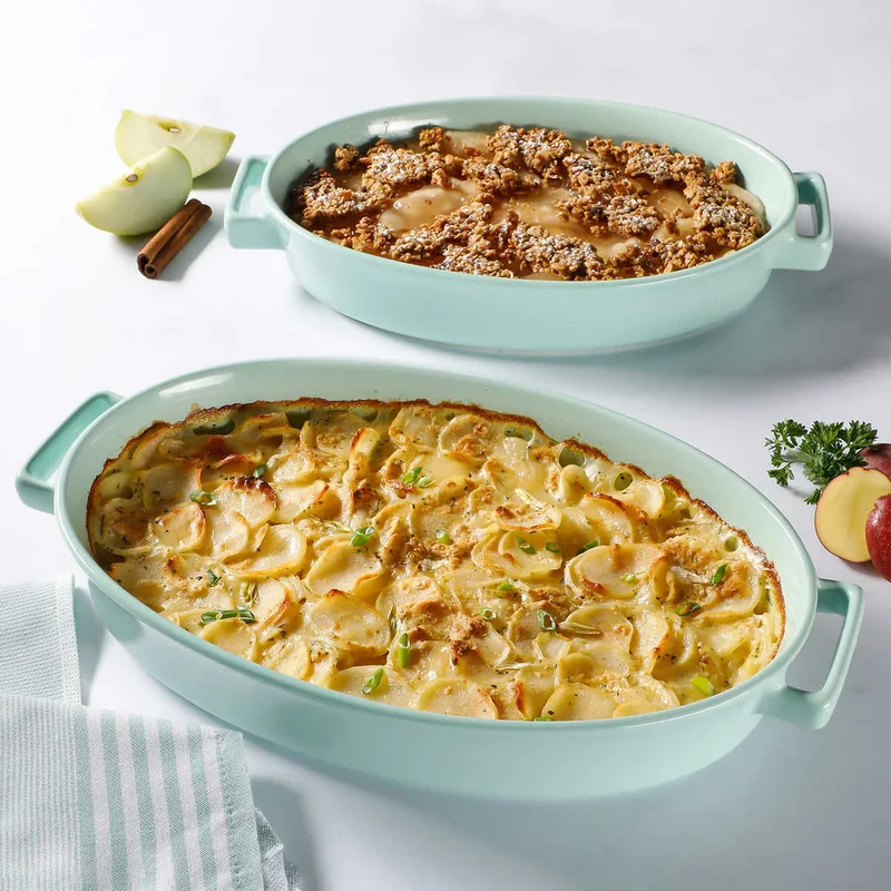 MARTHA STEWART - Ensemble de 2 Plats Ovales en Grès pour le Four