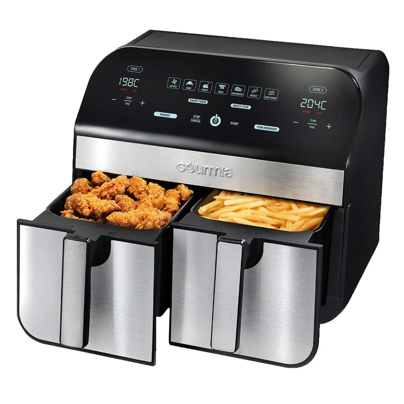 GOURMIA - Friteuse Numérique à Air Chaud avec Deux Paniers