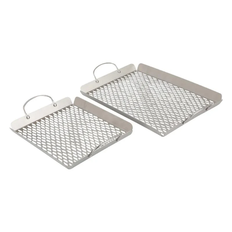Ensemble de 2 Paniers pour Barbecue en Acier Inoxydable