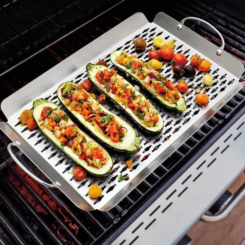 Ensemble de 2 Paniers pour Barbecue en Acier Inoxydable