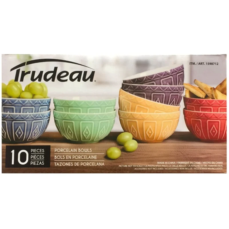 TRUDEAU - Ensemble de 10 Bols en Porcelaine