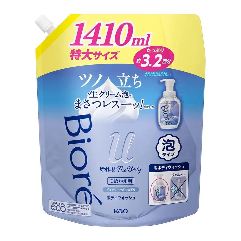 Biore U Purely Soap Scent Body Foam Refill 1410ml Fresh Cream Formula