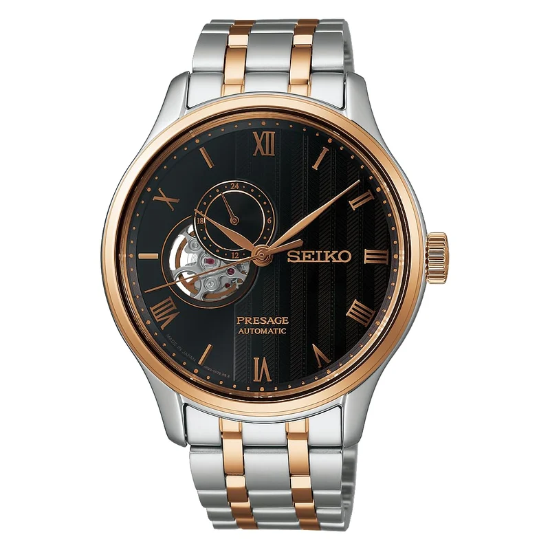 SEIKO Presage Japanese Garden SARY262 Men's Watch - Silver & Pink Gold