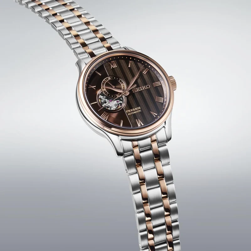 SEIKO Presage Japanese Garden SARY262 Men's Watch - Silver & Pink Gold