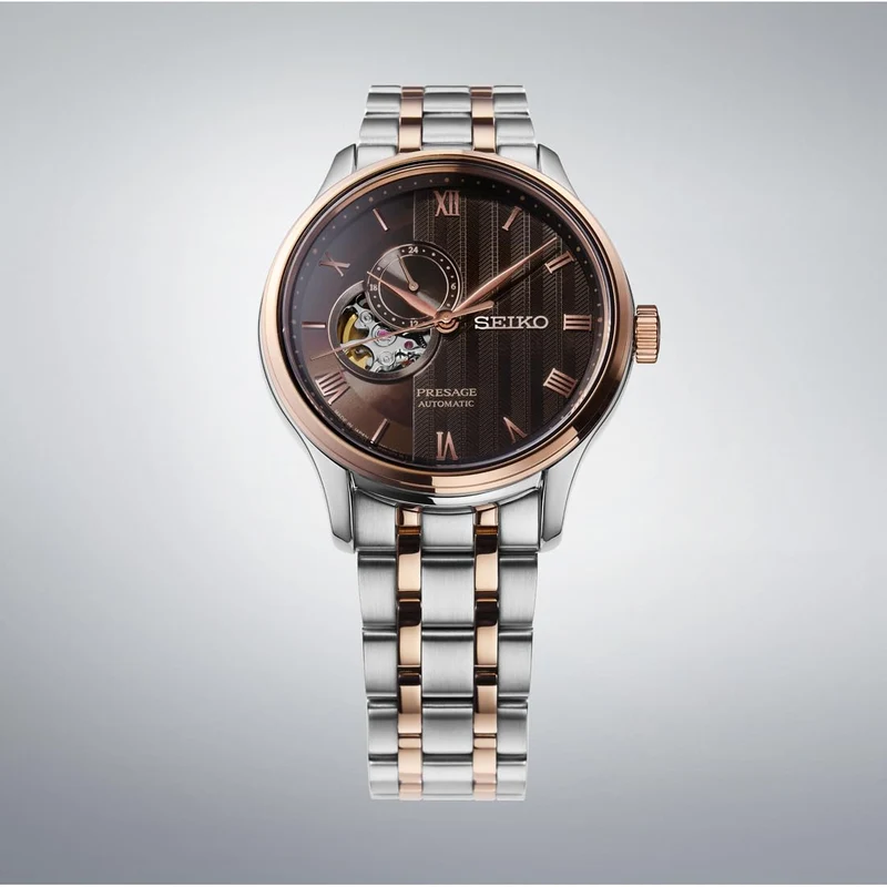 SEIKO Presage Japanese Garden SARY262 Men's Watch - Silver & Pink Gold